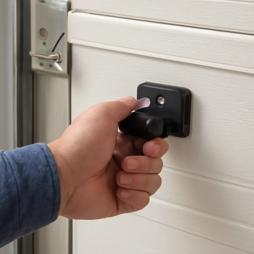 Close-up detail related to benefits of same-day garage door repair for busy families