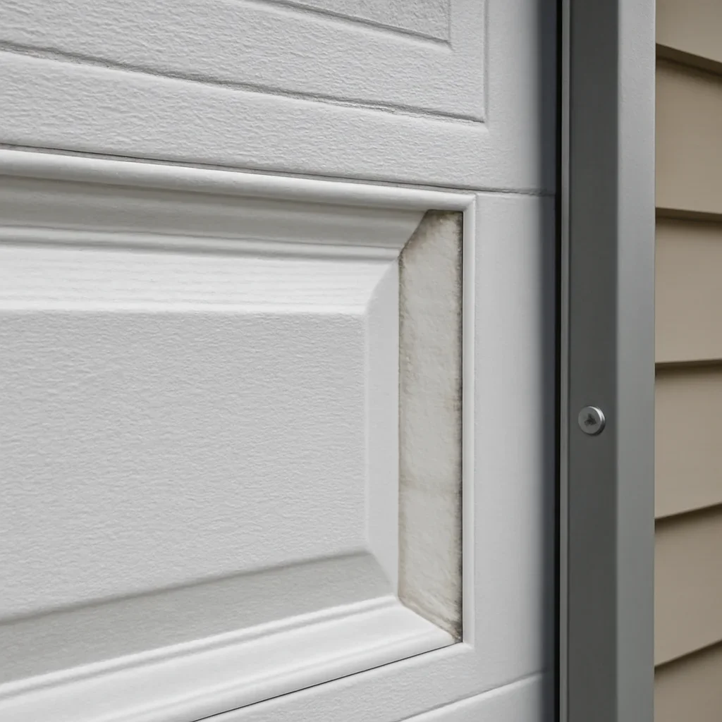 Close-up detail related to best insulated garage door options for langley weather