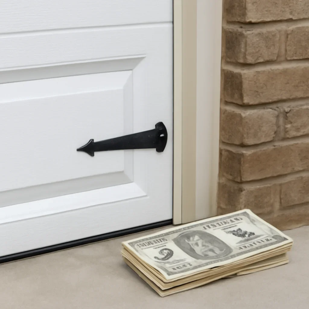 Close-up detail related to garage door cost factors for langley homeowners