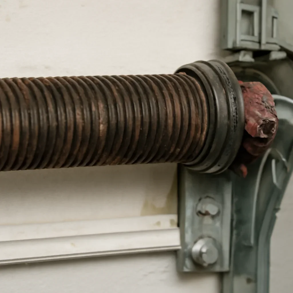Close-up detail related to how to tell if your garage door springs are worn out in langley homes