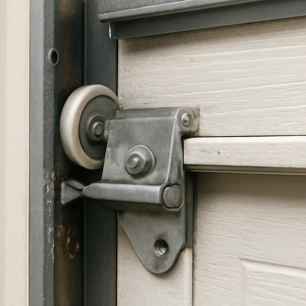 Close-up detail related to what causes a noisy garage door and how to fix it