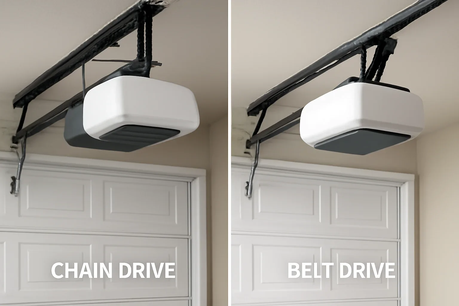 Chain drive and belt drive garage door opener comparison