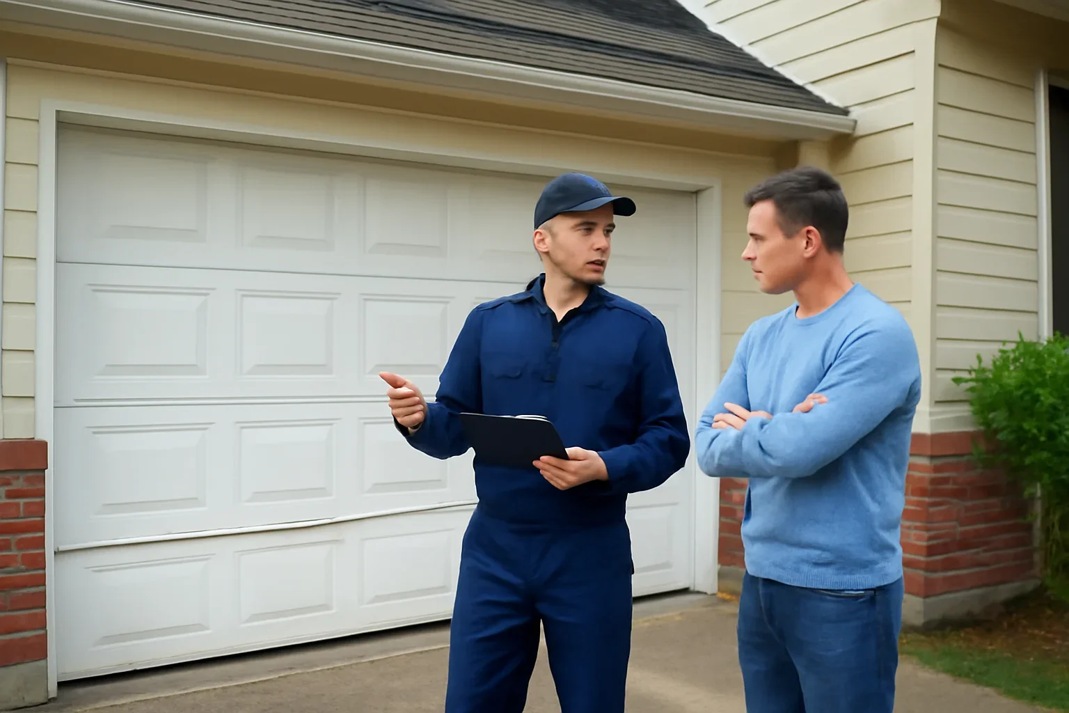 Emergency garage door repair consultation for a residential property in Langley