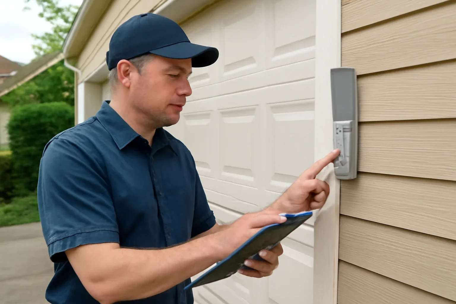 Garage door keypad programming consultation for a residential property in Langley