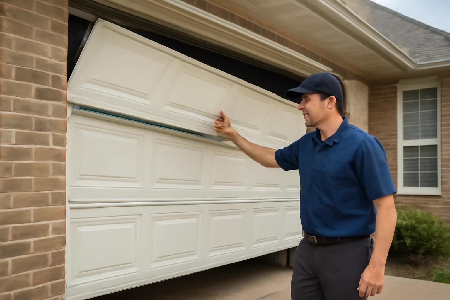 Garage door off-track repair consultation for a residential property in Langley