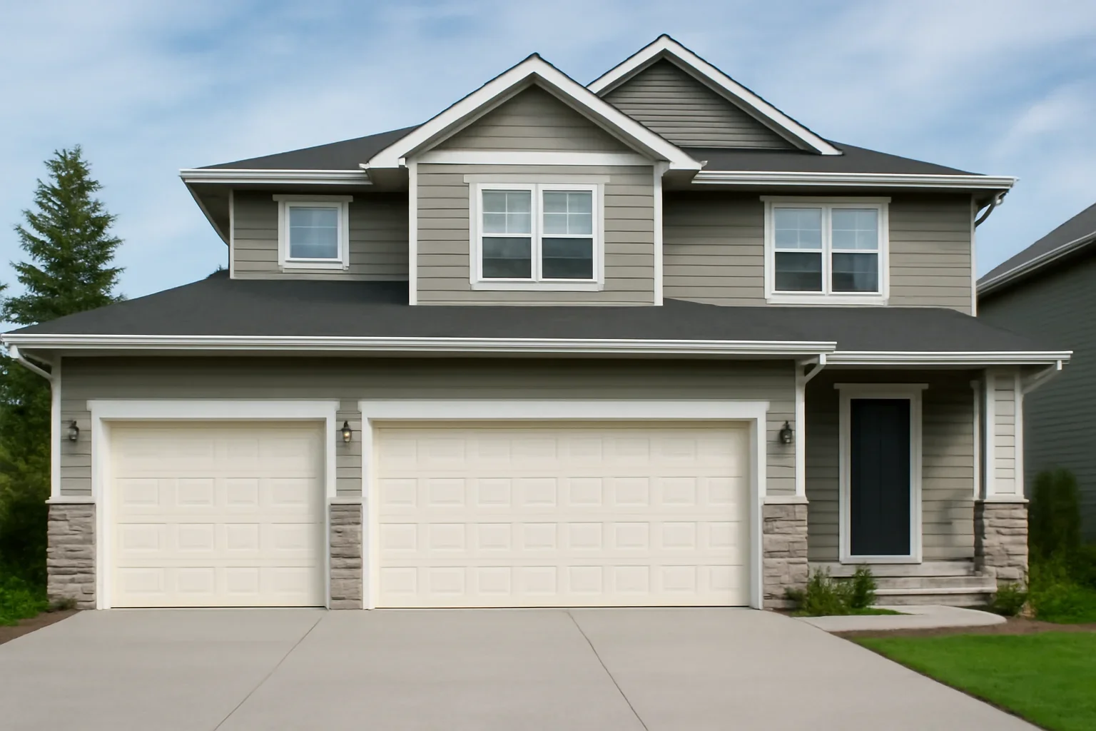 Insulated garage door installed on a residential property in Langley