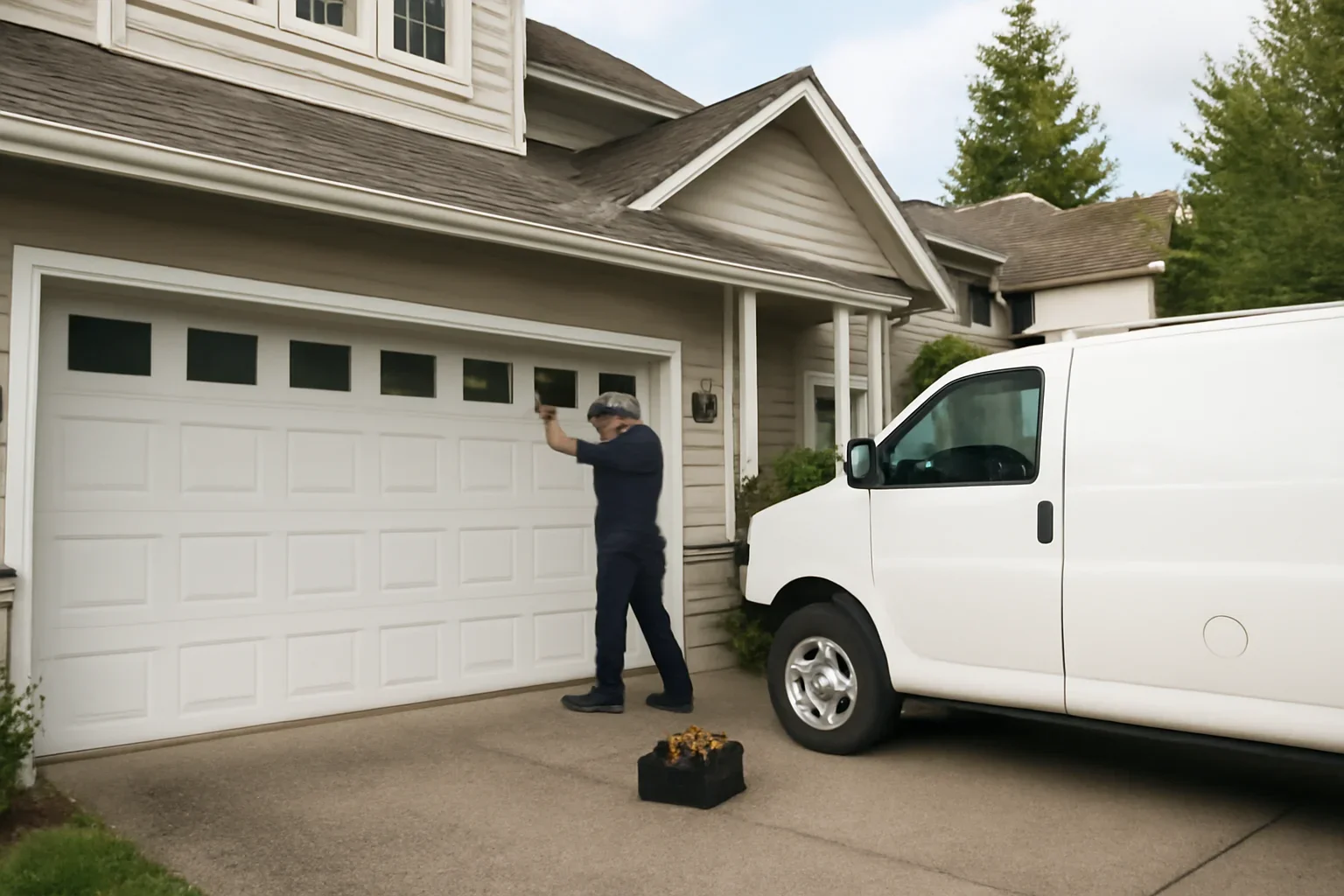 Residential garage door services at a Langley home