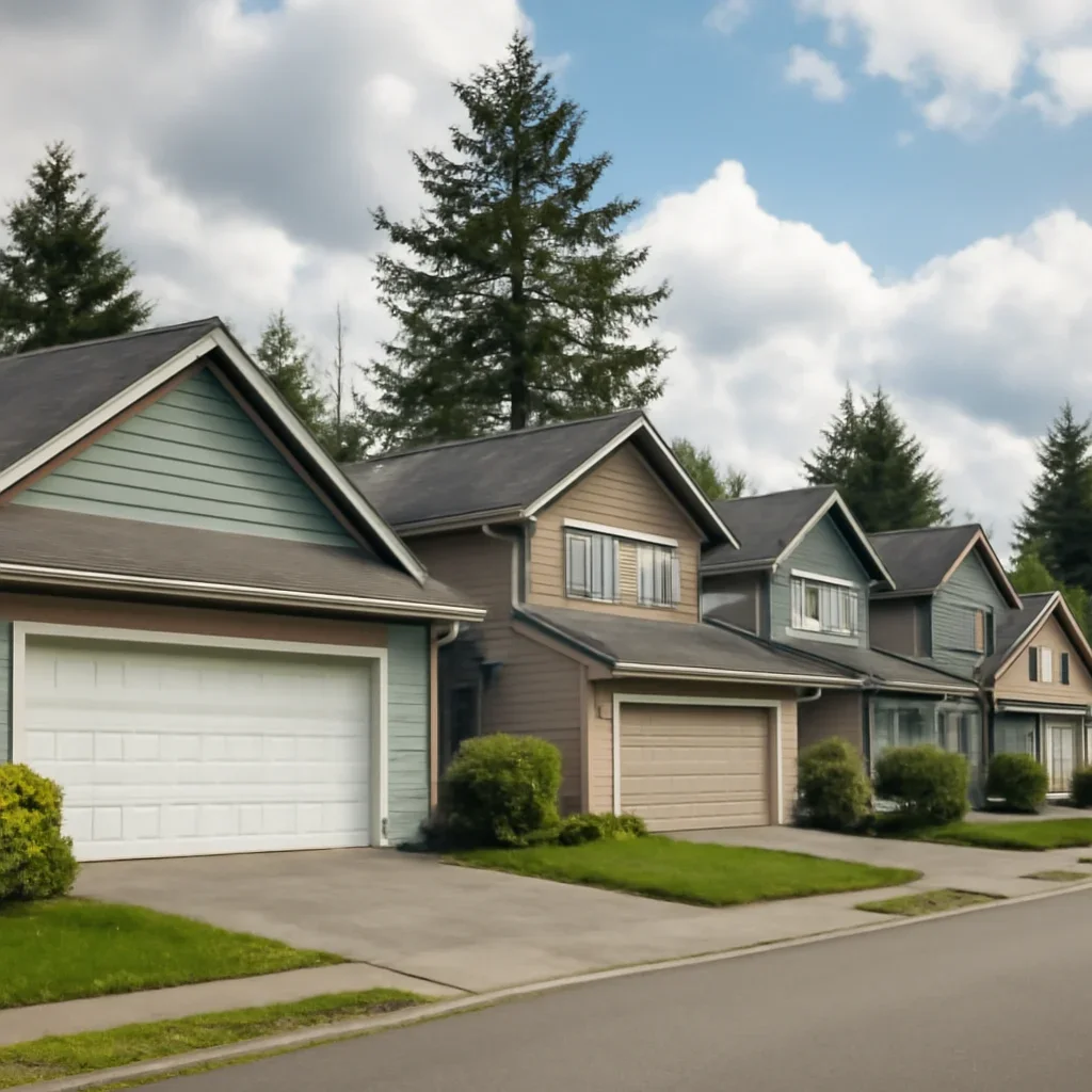 Garage door tracks, rollers, and support brackets at Aldergrove homes and detached garages