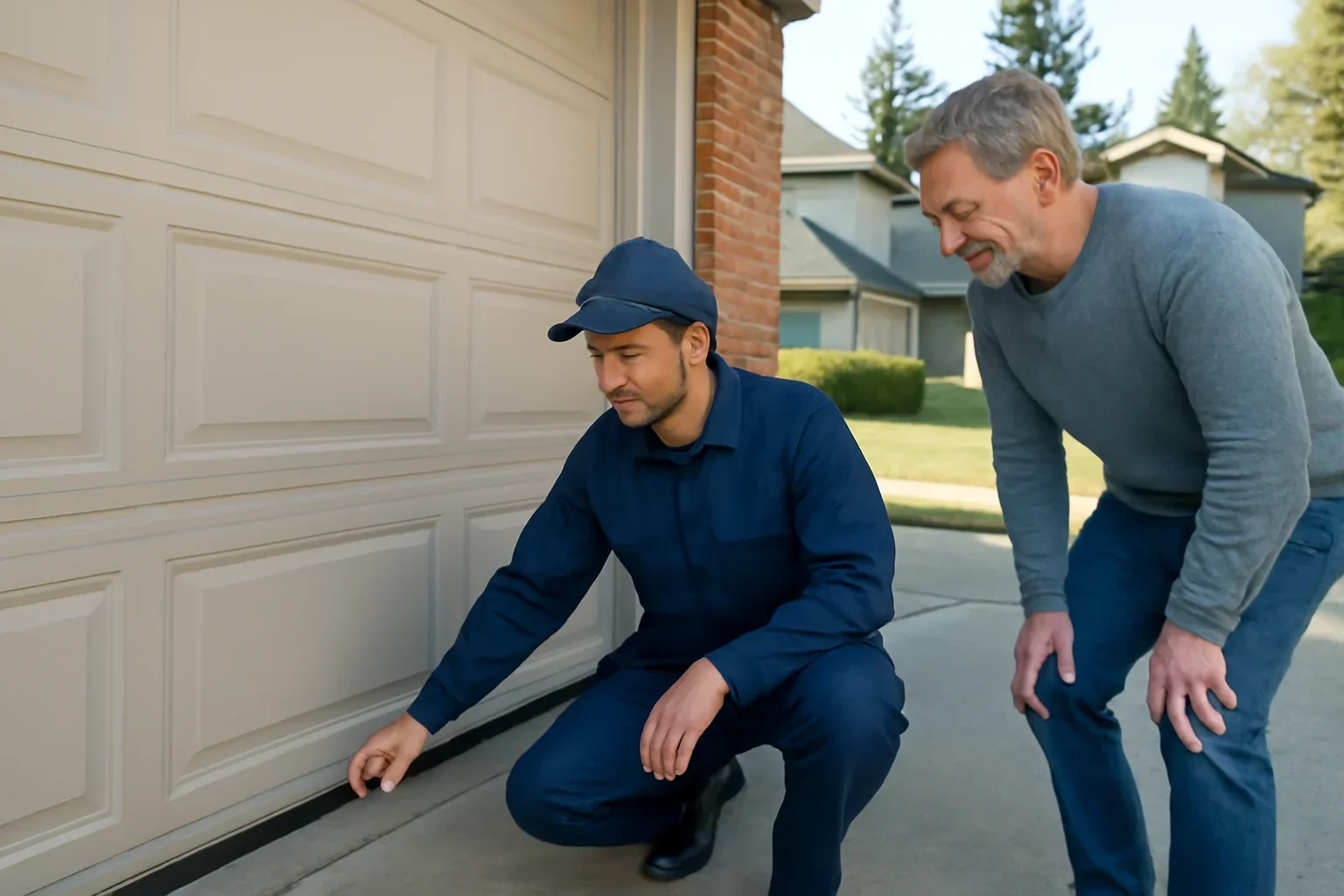 Garage door weather seal replacement assessment at an Aldergrove property