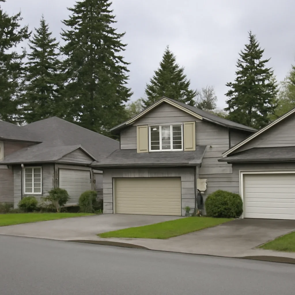 Homes, detached garages, and garage door property context in Aldergrove