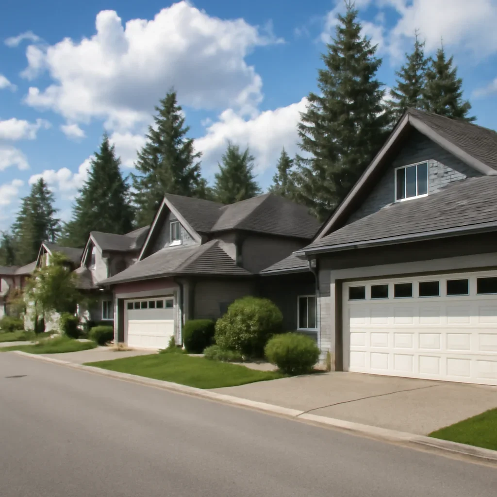 Garage doors at Aldergrove homes, detached garages, workshops, and acreage properties requiring priority repair assessment