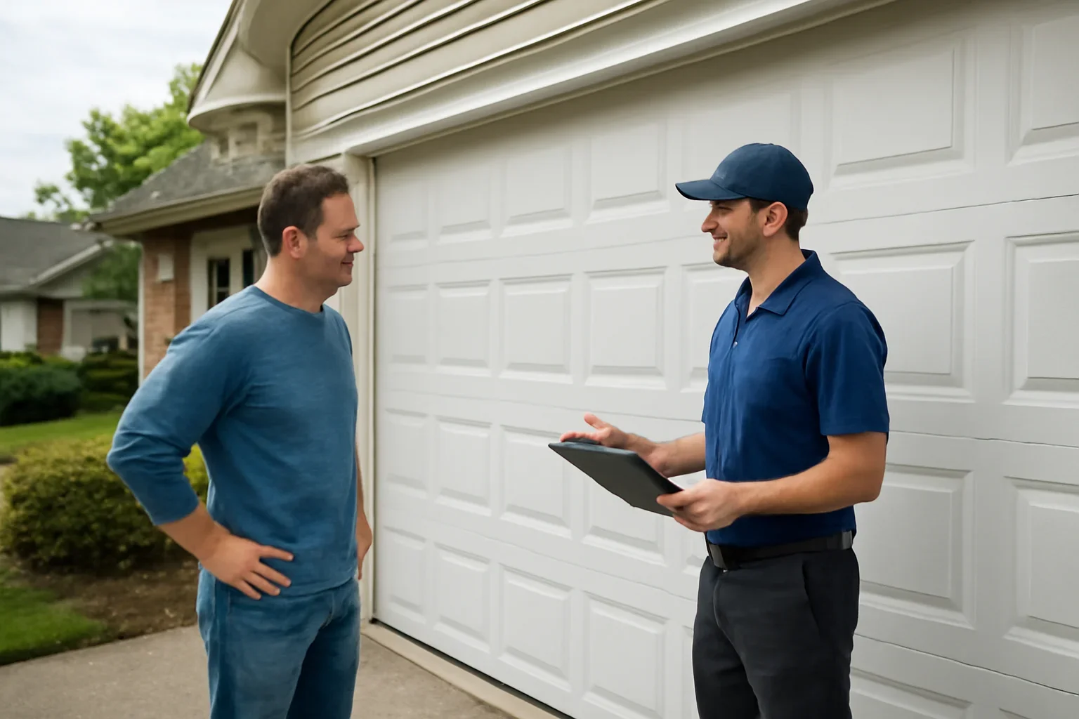 New garage door installation planned for a mature detached home in Brookswood, Langley