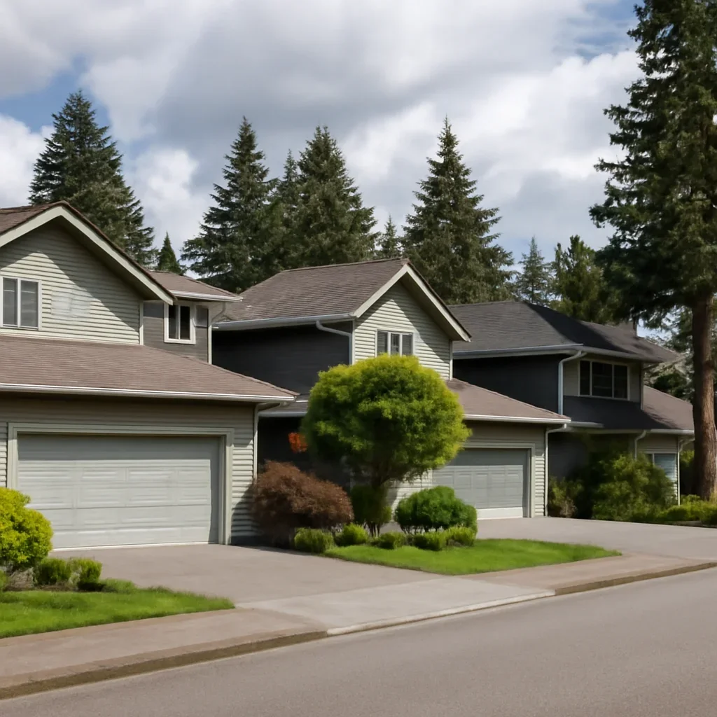 Garage door bottom seal, side weatherstripping, and driveway threshold at a Brookswood home