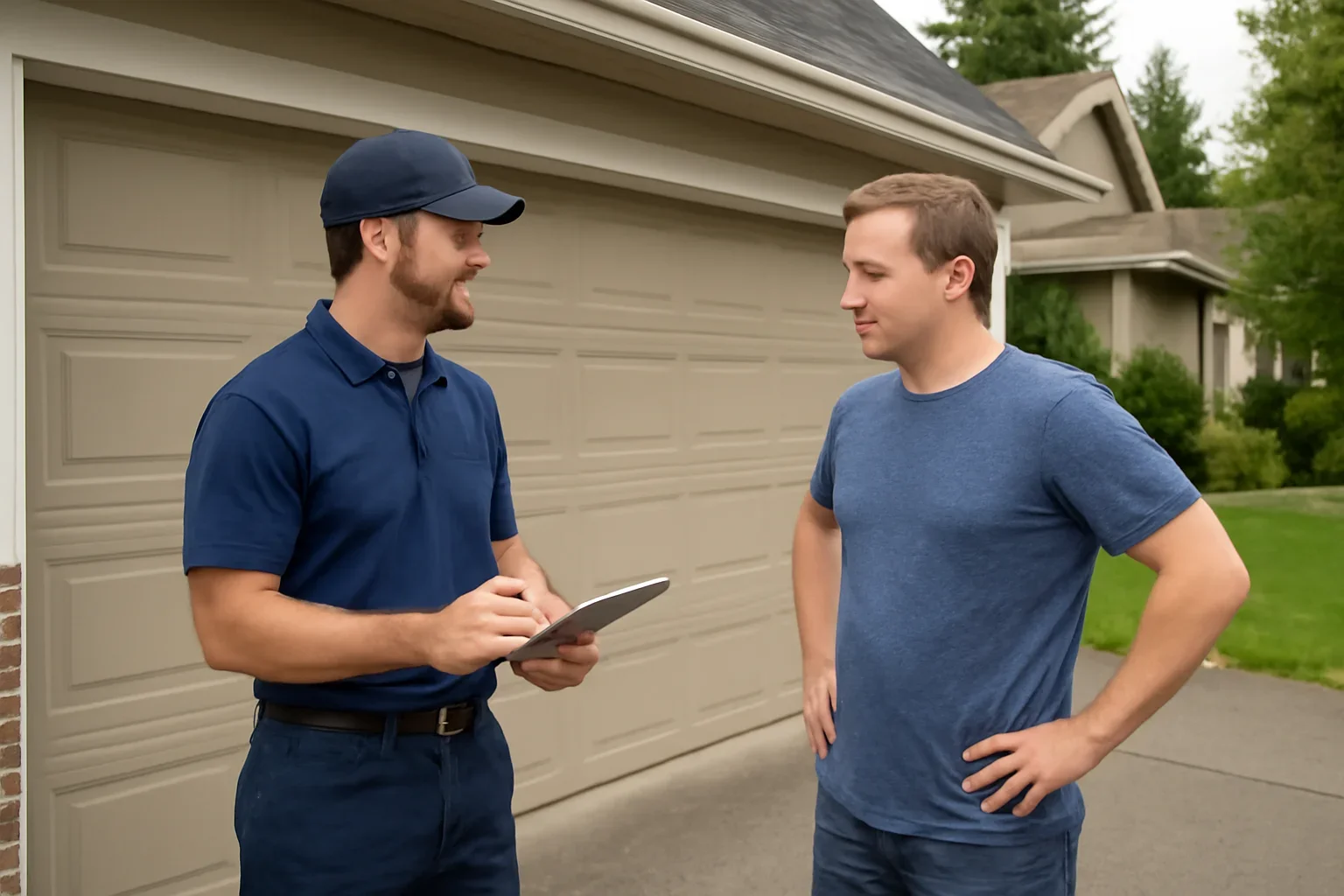 Garage door service for a detached residential property in Brookswood