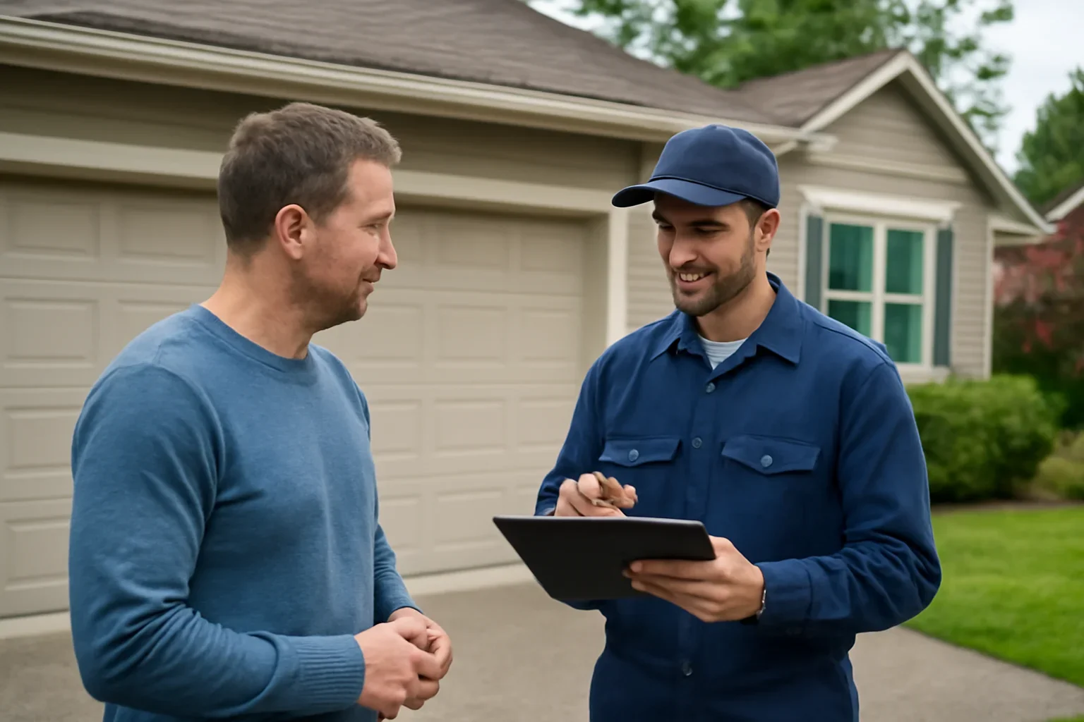 Same-day garage door repair assessment at a residential property in Brookswood