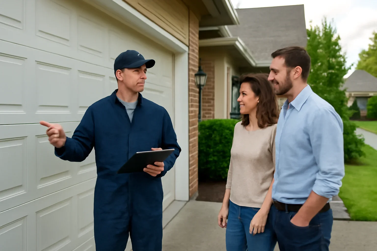 Emergency garage door repair assessment at a Fernridge residential property