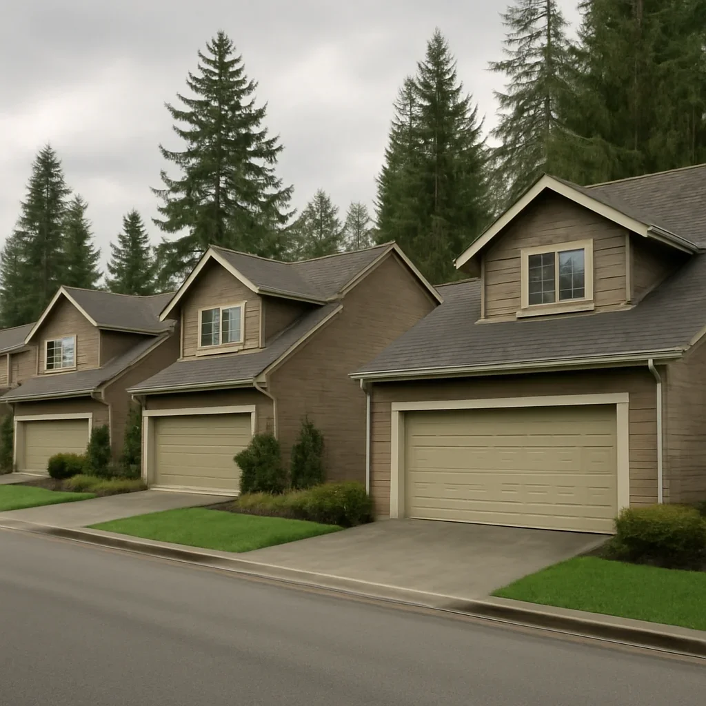 Garage doors on homes in Fernridge Langley