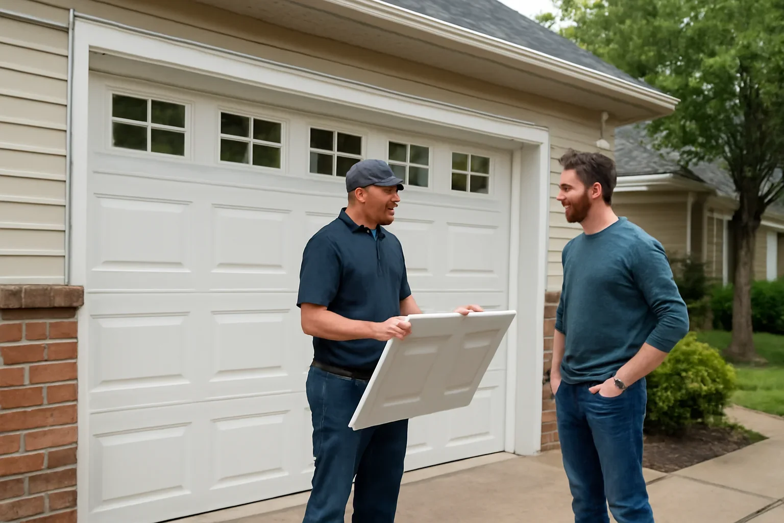 Garage door panel replacement assessment at a Fernridge property