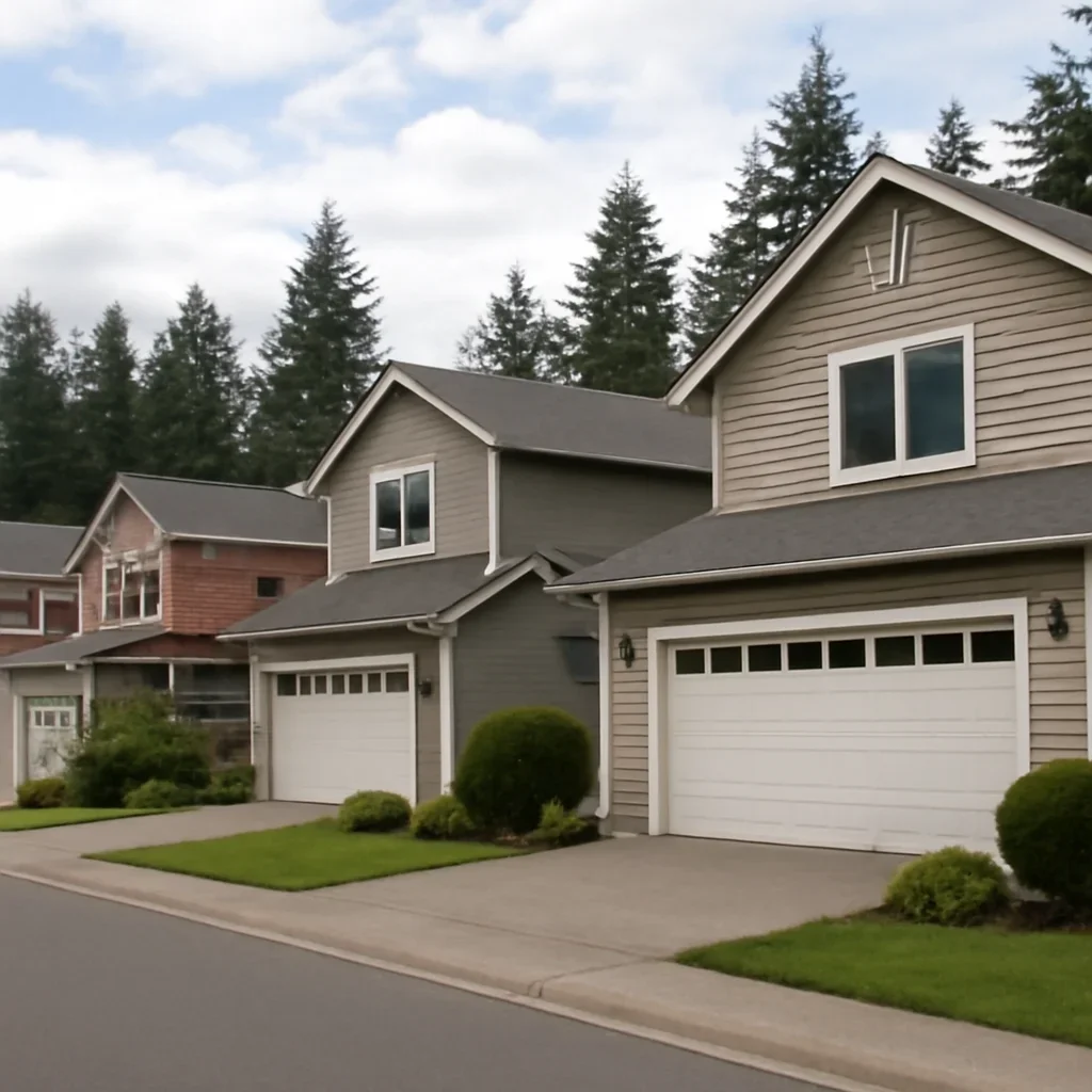 Inspection of damaged garage door panels, hinges, rollers, tracks, and reinforcement in Fernridge