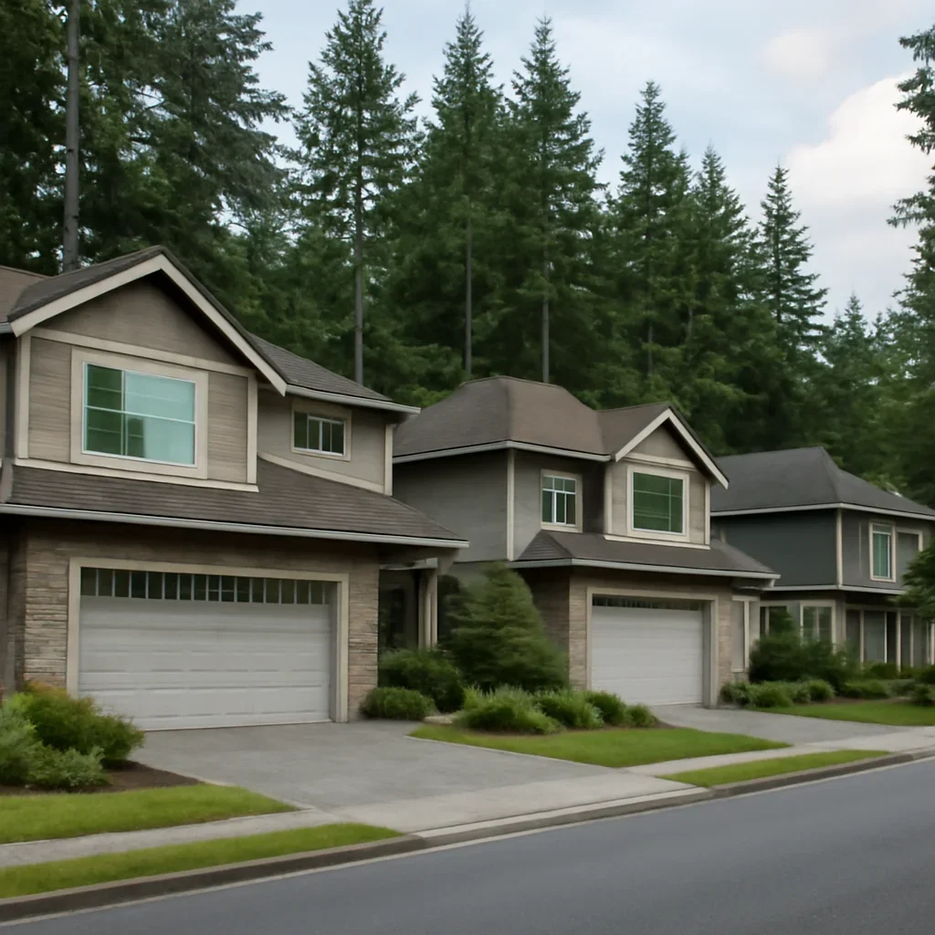 Longer driveways, detached shops, and garage door property context in Fernridge Langley