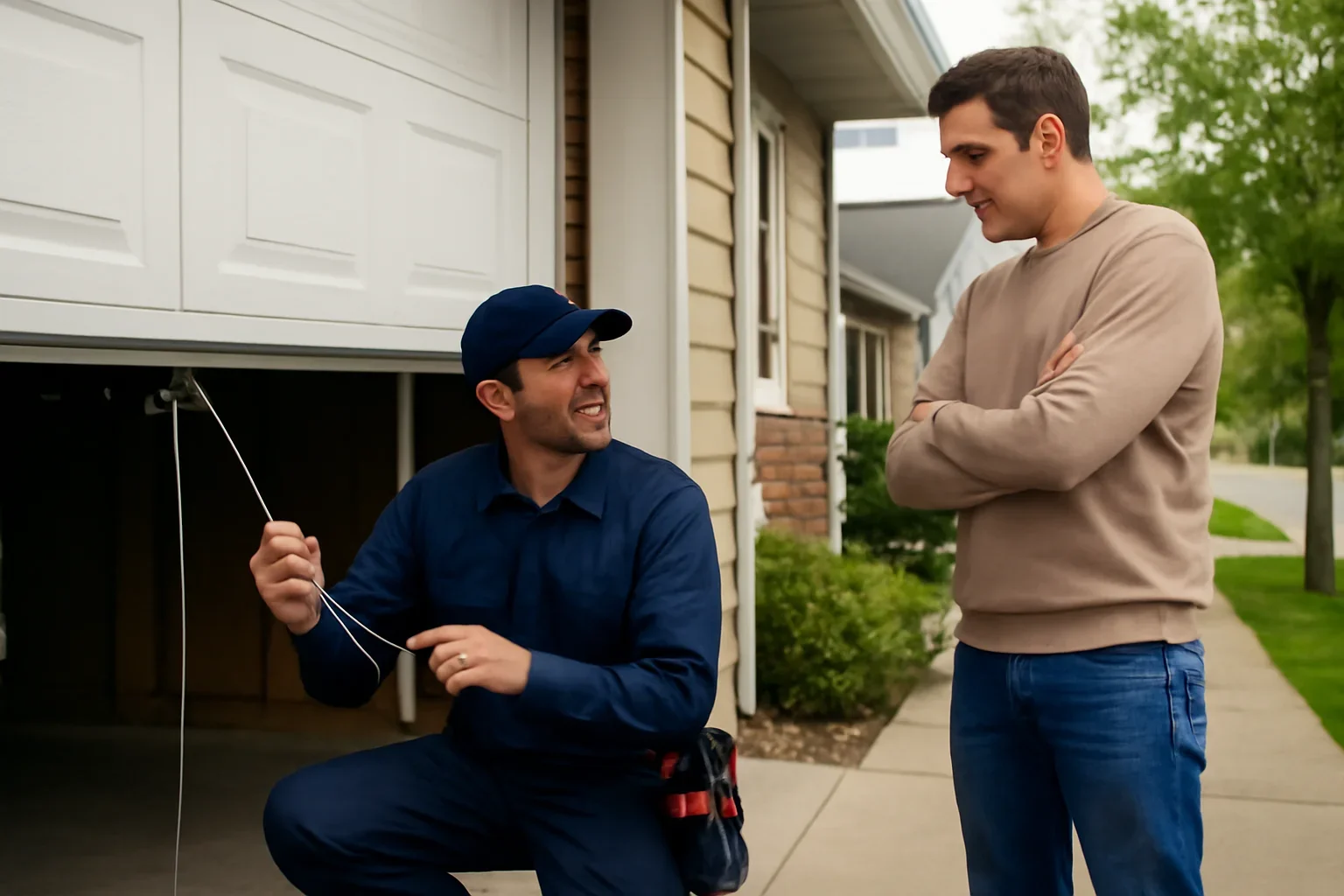 Garage door cable repair for a residential property in Fort Langley