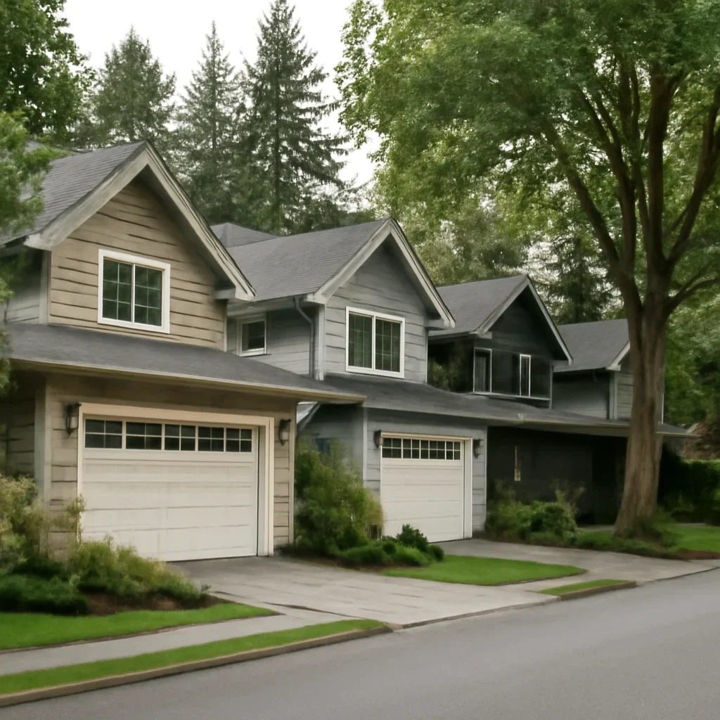 Residential garage doors in the Fort Langley community