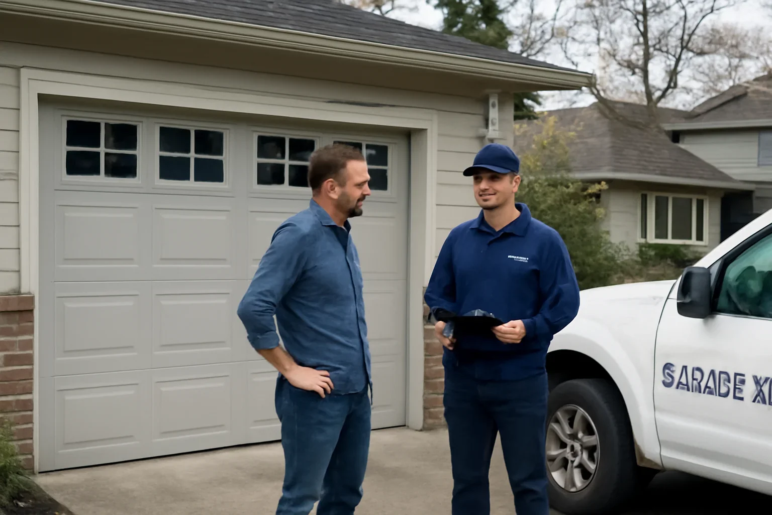 Garage door replacement at a residential property in Fort Langley
