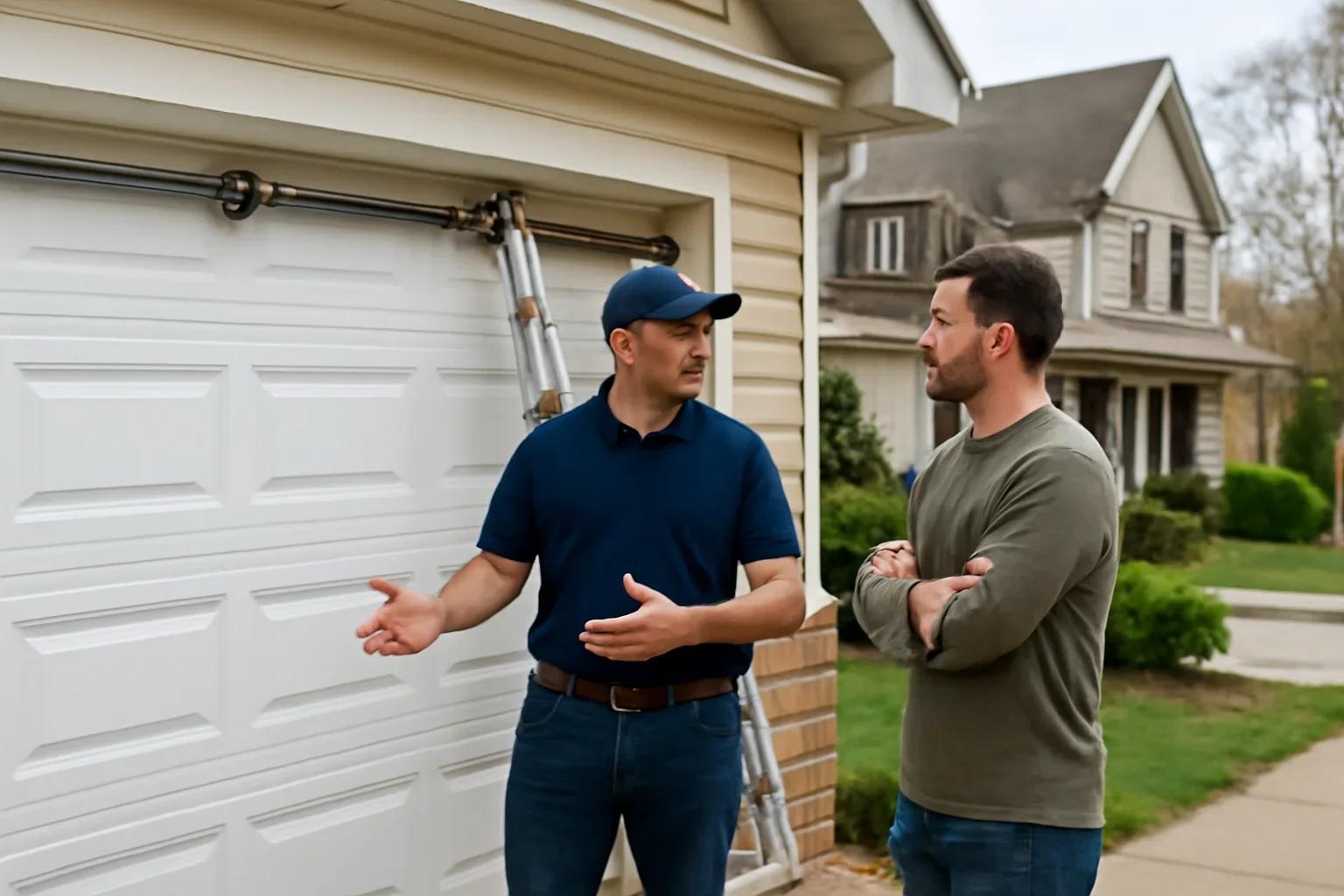 Garage door spring repair service for a residential property in Fort Langley