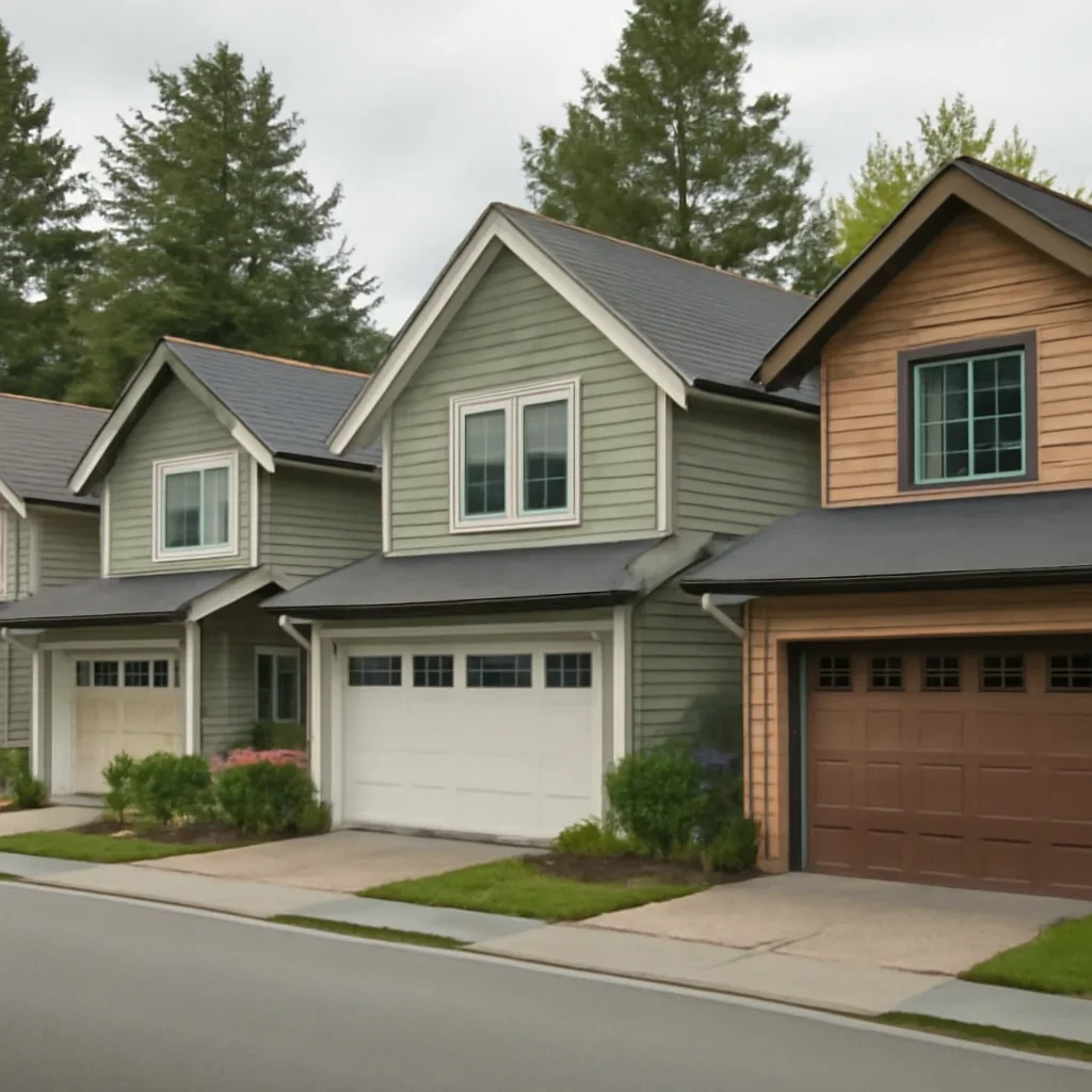Garage doors on established and heritage-inspired homes in Fort Langley