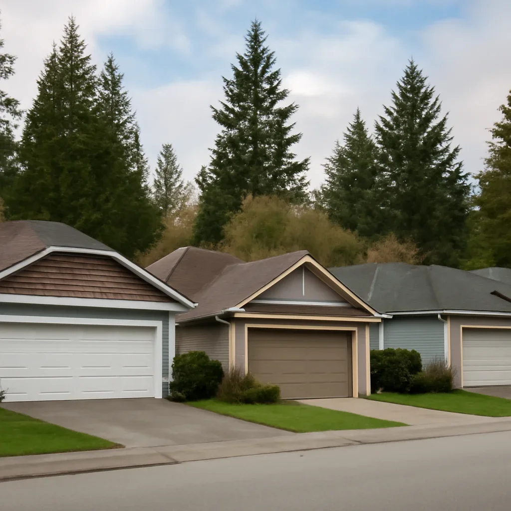 Garage and outbuilding doors on a rural Glen Valley property