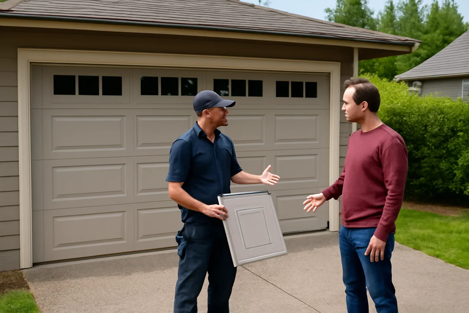 Garage door panel replacement assessment at a residential property in Glen Valley, Langley
