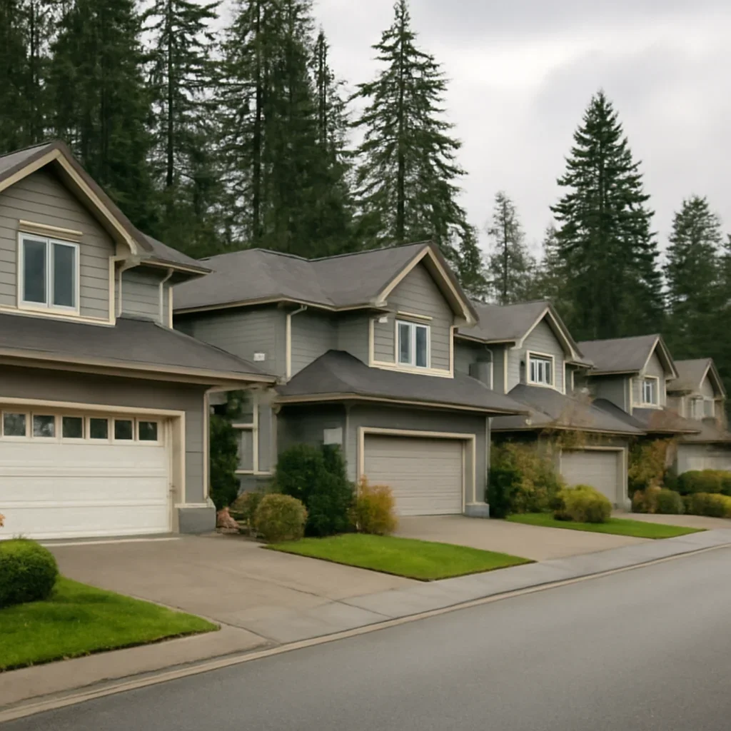 Garage doors at a Glen Valley property with a detached garage or workshop