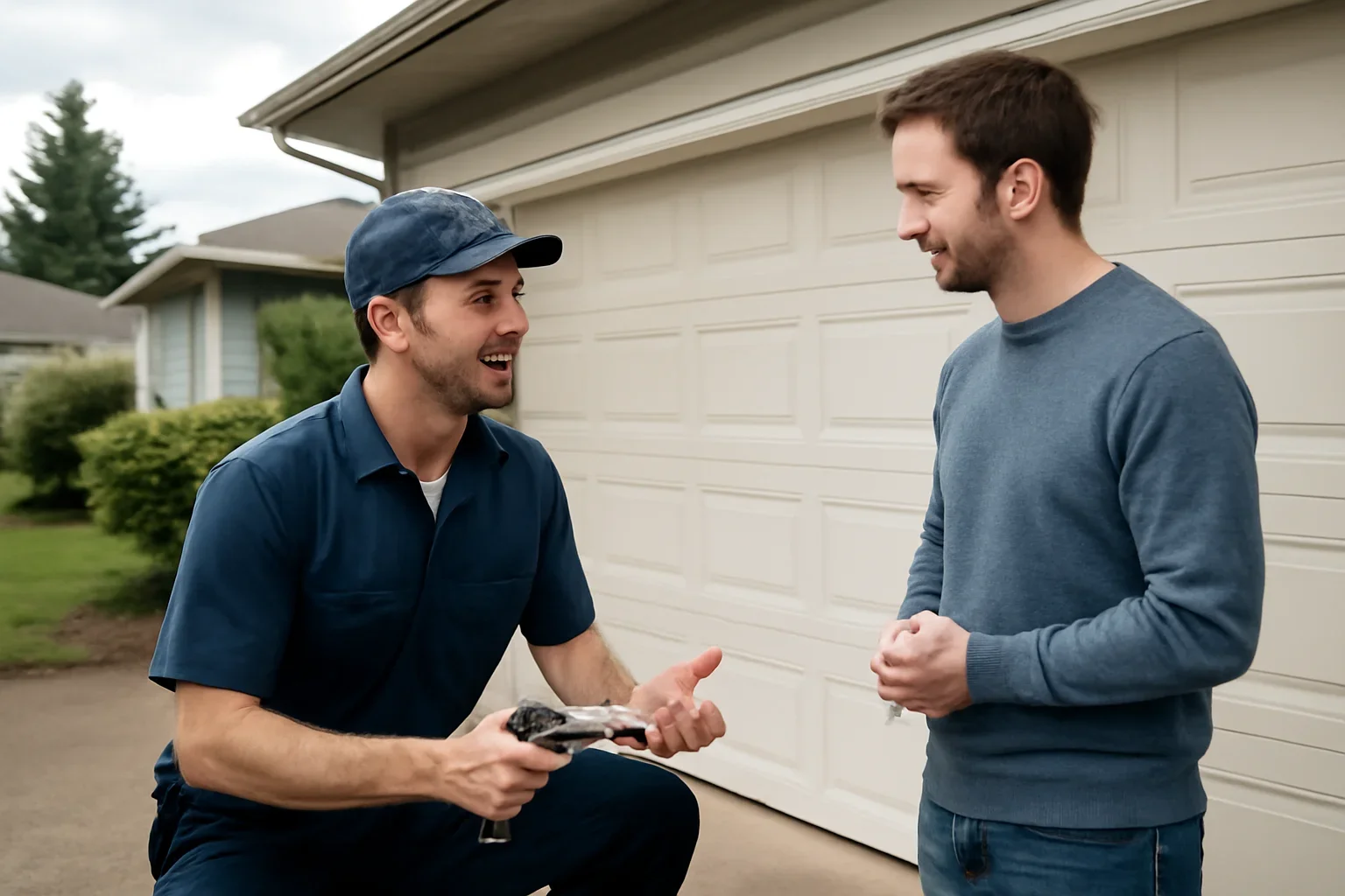 Garage door roller repair assessment at a residential property in Glen Valley, Langley