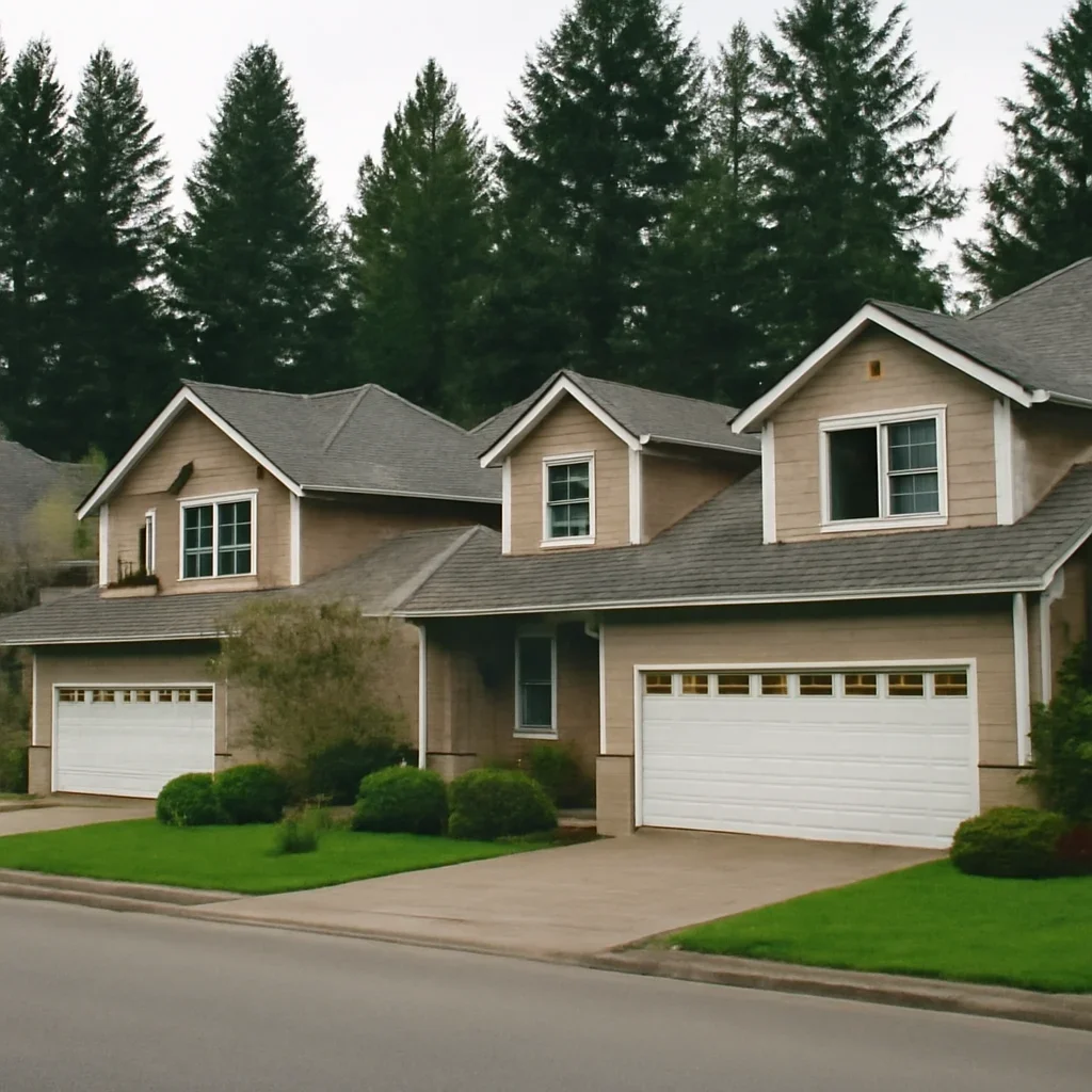 Garage doors at a Glen Valley property with a detached garage or workshop