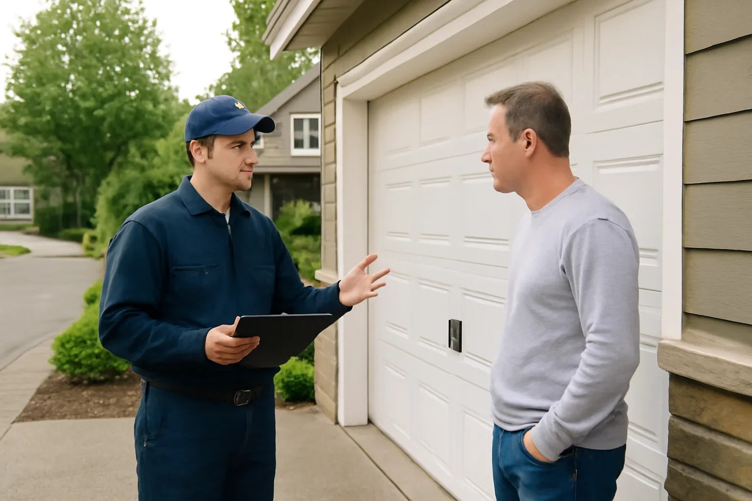 Garage door sensor repair assessment at a residential property in Glen Valley, Langley