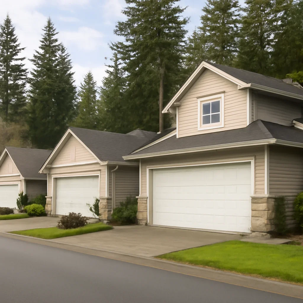 Garage doors at a Glen Valley property with a detached garage or workshop