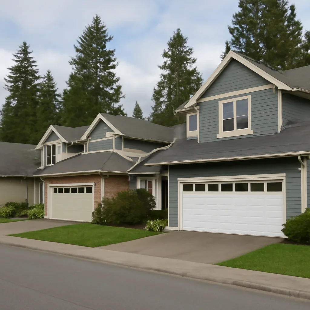Garage doors at a Glen Valley property with a detached garage or workshop