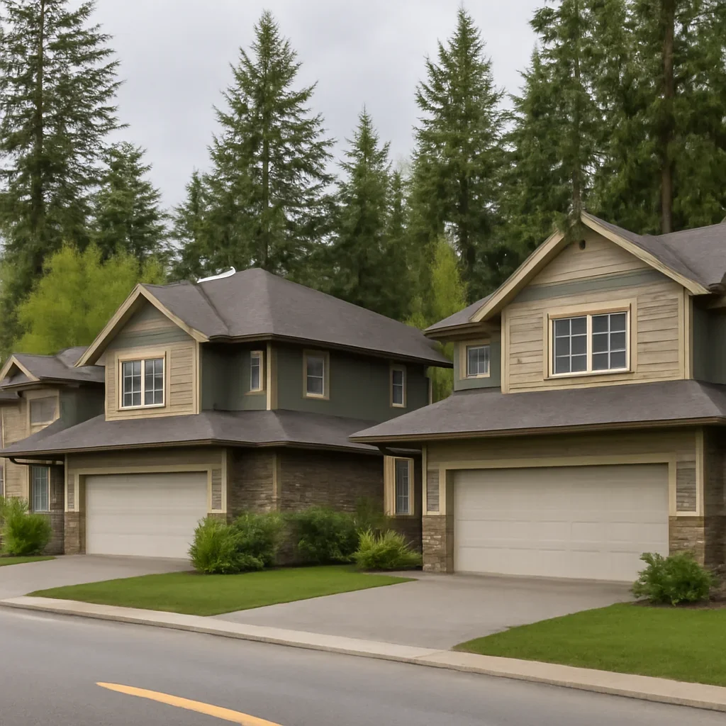 Garage doors at a Glen Valley property with a detached garage or workshop