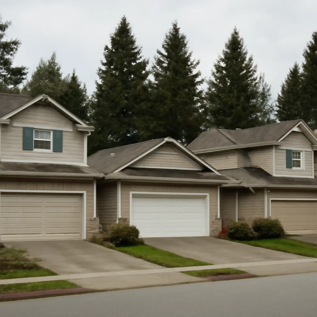 Residential garage doors in a Langley City neighbourhood