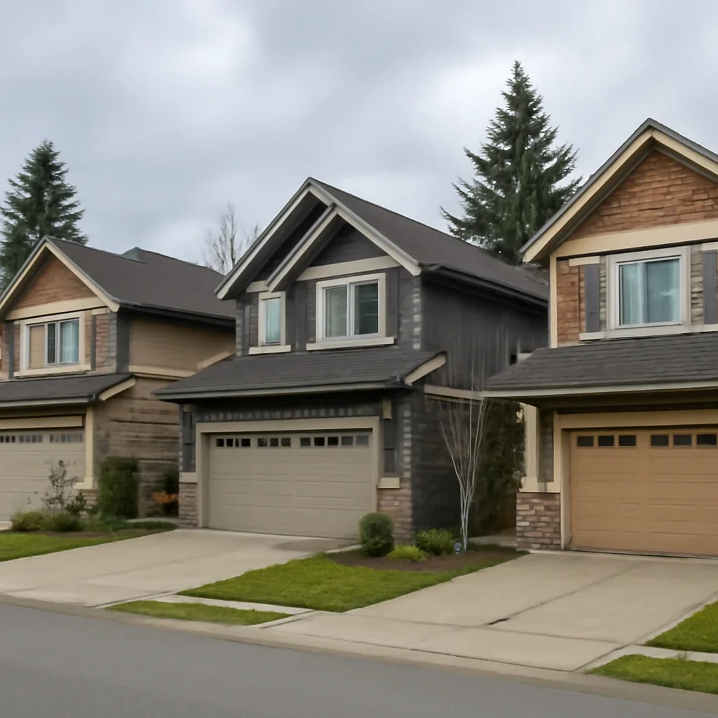 Residential garage doors in a Langley City neighbourhood