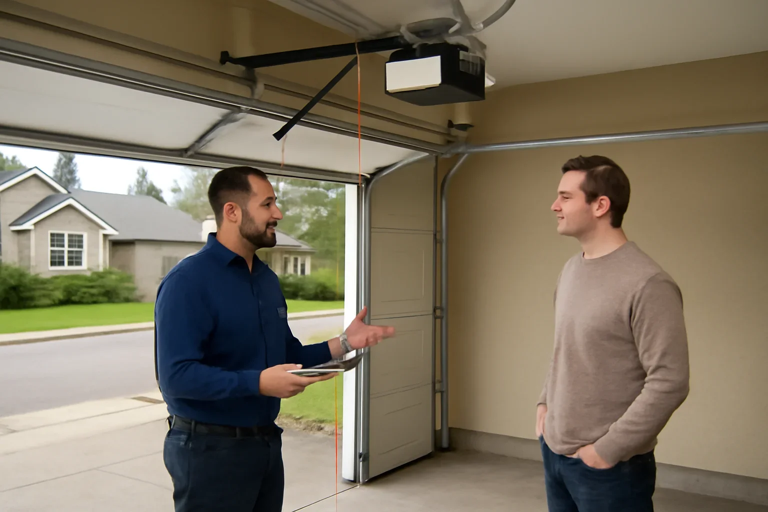 Garage door opener installation consultation at a residential property in Langley City