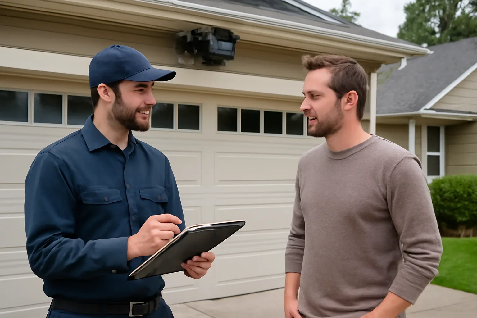 Garage door opener repair assessment at a residential property in Langley City