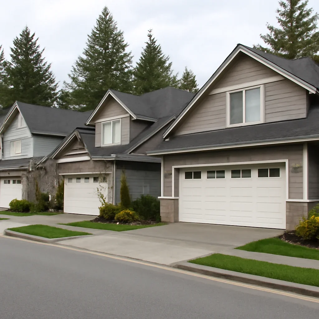 Residential garage doors and attached garages in Langley City, British Columbia