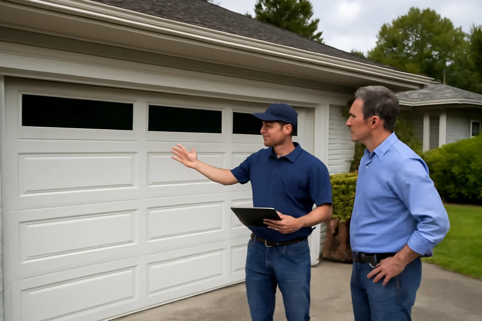 Garage door panel replacement assessment at a residential property in Langley City