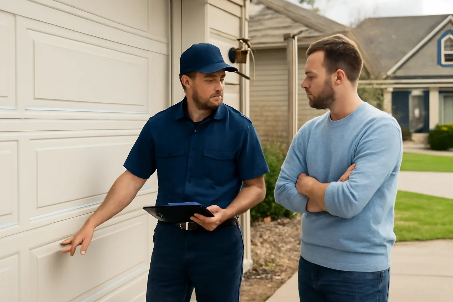 Garage door roller repair at a residential property in Langley City