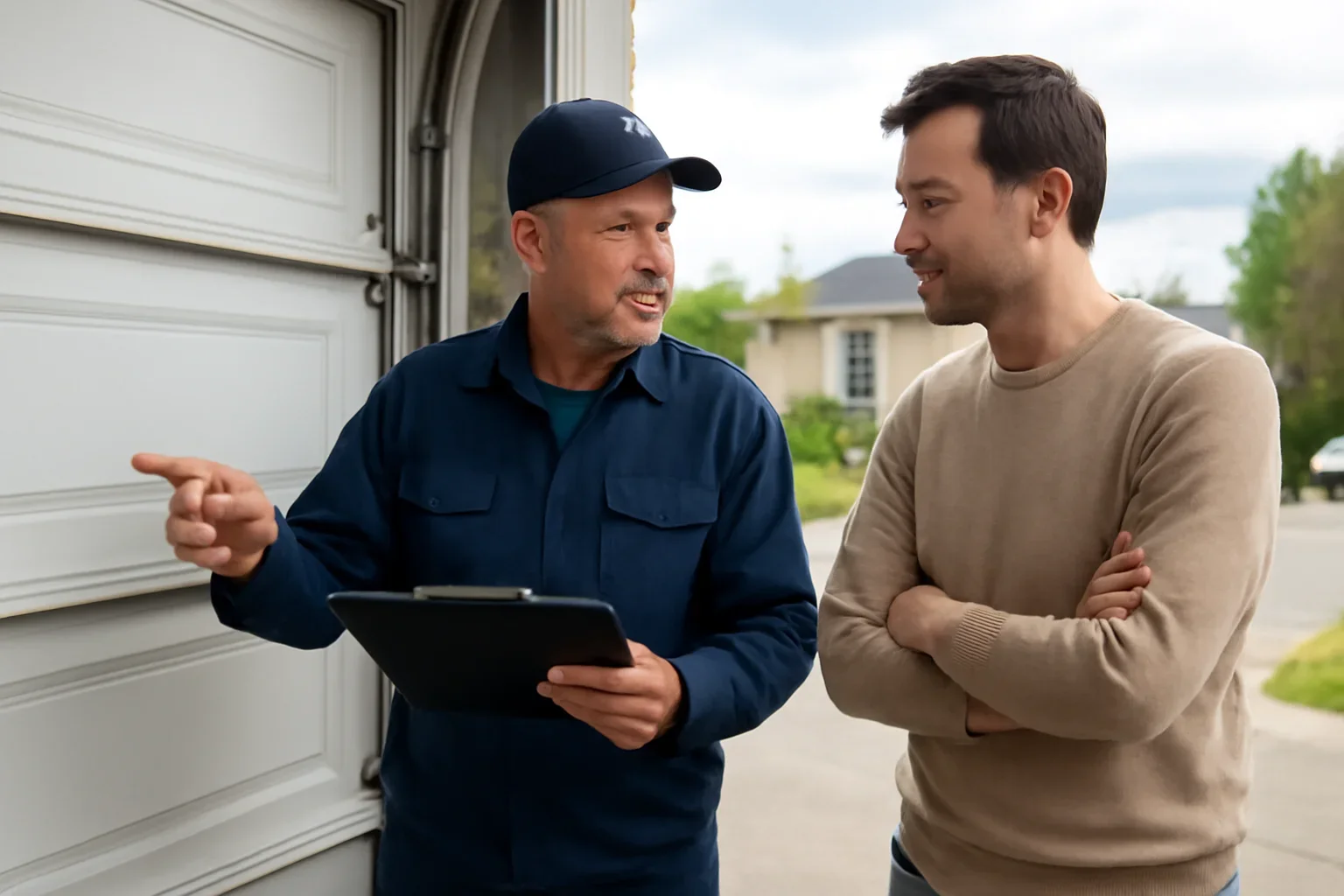 Garage door track repair at a residential property in Langley City