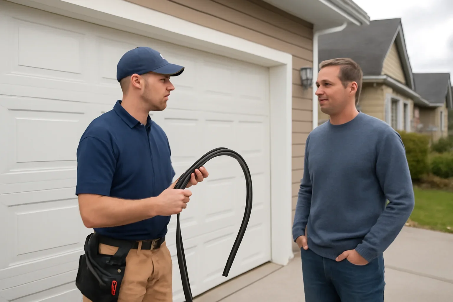 Garage door weather seal replacement at a residential property in Langley City