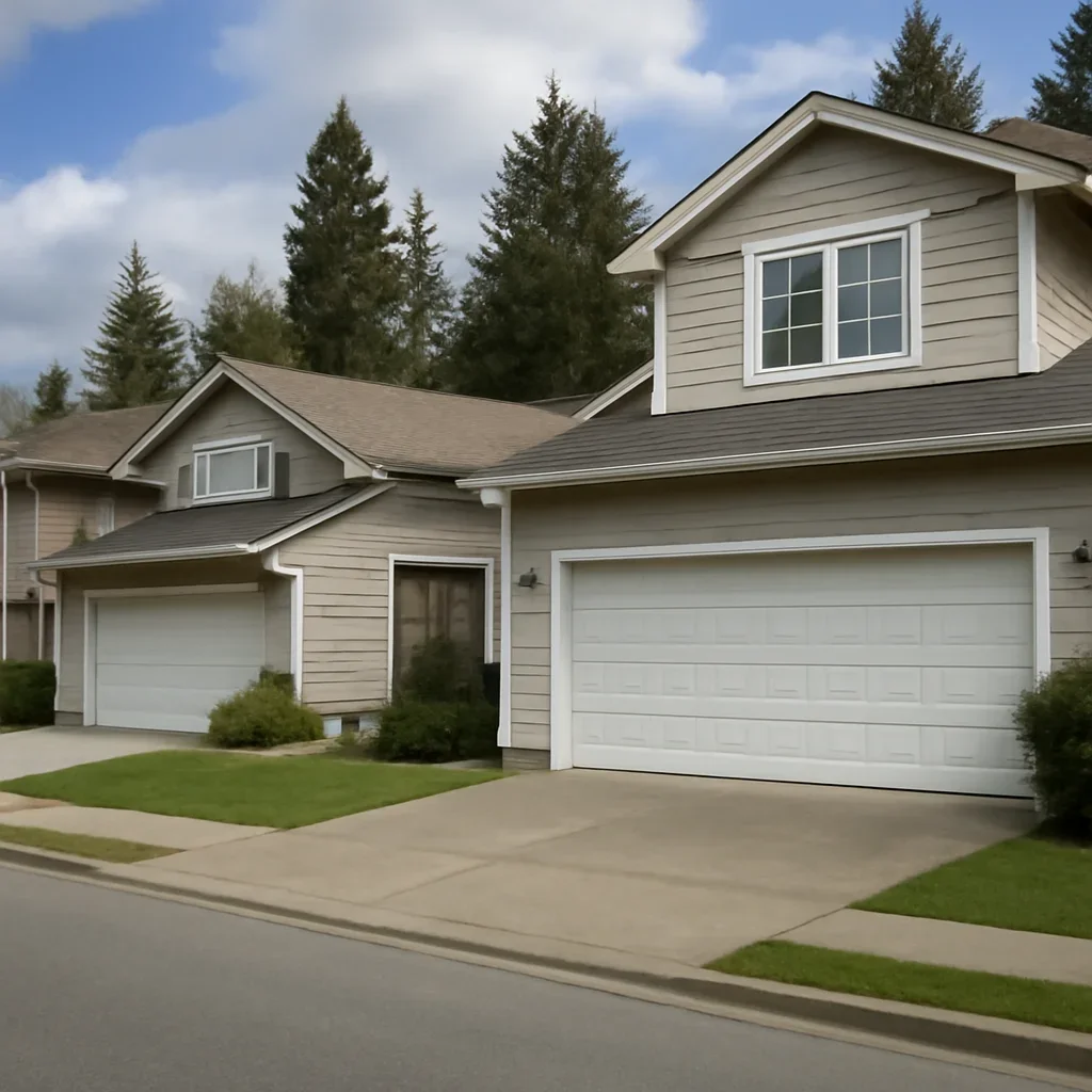 Residential garage doors in a Langley City neighbourhood