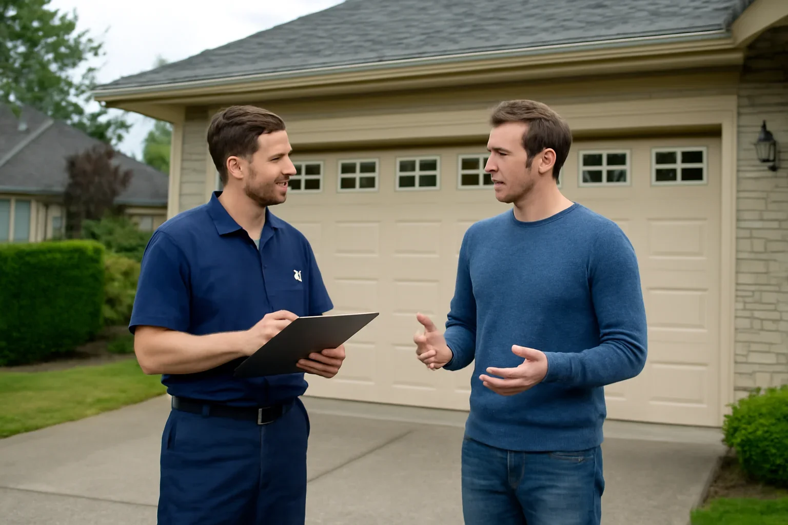 Same-day garage door repair for a residential property in Langley City