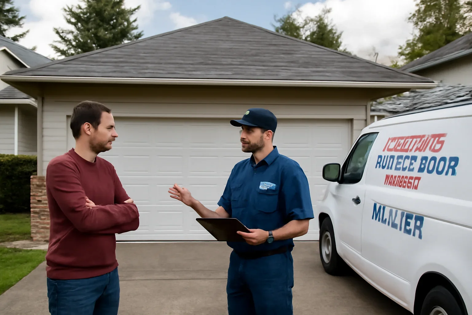 Emergency garage door repair in Milner for a residential garage door